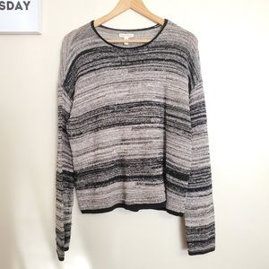 Eileen Fisher luxury quality wool linen sweater black and grey